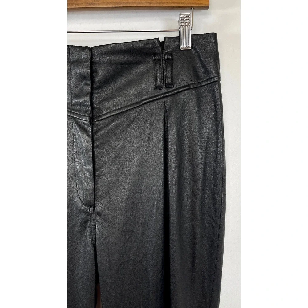 For Love & Lemons Faux Leather Tapered Pants M Black Edgy Sleek NO BELT READ*